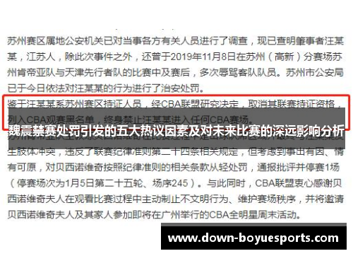 魏震禁赛处罚引发的五大热议因素及对未来比赛的深远影响分析